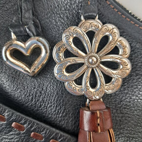 Brighton Kodiak Black and Brown Leather Hobo Shoulder Bag - Picture 10 of 16